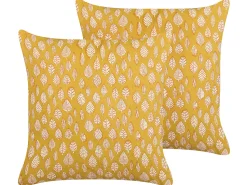 Beliani Koristetyyny Puuvilla Sinapinkeltainen 45 X 45 Cm 2 Kpl Ginnala Cheap