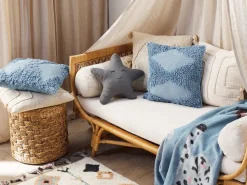 Beliani Koristetyyny Puuvilla Sininen 45 X 45 Cm Rhoeo Sale