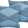Beliani Koristetyyny Puuvilla Sininen 45 X 45 Cm 2 Kpl Rhoeo Hot