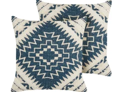 Beliani Koristetyyny Puuvilla Sininen/Beige Geometrinen Kuvio 50 X 50 Cm 2 Kpl Safi Flash Sale