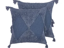 Beliani Koristetyyny Puuvilla Sininen Tuftattu 45 X 45 Cm 2 Kpl Avium Online