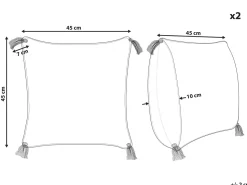 Beliani Koristetyyny Puuvilla Vaalea Beige/Sininen 45 X 45 Cm 2 Kpl Jacaranda Sale