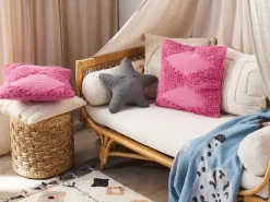 Beliani Koristetyyny Puuvilla Vaaleanpunainen 45 X 45 Cm Rhoeo New