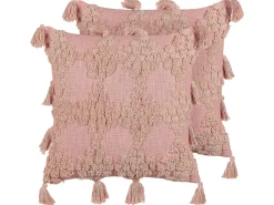 Beliani Koristetyyny Puuvilla Vaaleanpunainen 45 X 45 Cm 2 Kpl Torenia Clearance