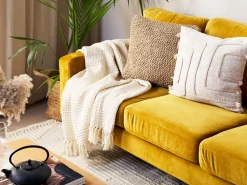 Beliani Koristetyyny Puuvilla Vaalea Beige 45 X 45 Cm Pleione Clearance