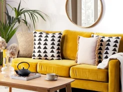 Beliani Koristetyyny Puuvilla Vaalea Beige/Musta 45 X 45 Cm Cercis Cheap