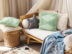 Beliani Koristetyyny Puuvilla Vaaleanvihrea 45 X 45 Cm Rhoeo New