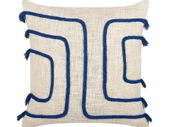 Beliani Koristetyyny Puuvilla Vaalea Beige/Laivastonsininen 45 X 45 Cm Pleione Sale