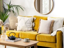 Beliani Koristetyyny Puuvilla Vaalea Beige 45 X 45 Cm Avium Sale