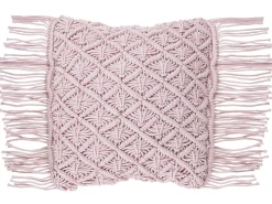 Beliani Koristetyyny Puuvilla Vaaleanpunainen Makramee 40 X 40 Cm Yaniklar Cheap