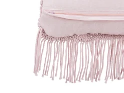 Beliani Koristetyyny Puuvilla Vaaleanpunainen Makramee 40 X 40 Cm Yaniklar Cheap