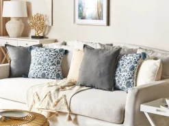 Beliani Koristetyyny Puuvilla Valkoinen/Sininen 45 X 45 Cm 2 Kpl Rumex Best Sale