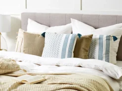 Beliani Koristetyyny Puuvilla Valkoinen/Sininen 45 X 45 Cm 2 Kpl Tilia Shop