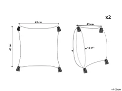 Beliani Koristetyyny Puuvilla Valkoinen/Sininen 45 X 45 Cm 2 Kpl Tilia Shop