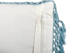 Beliani Koristetyyny Puuvilla Valkoinen/Sininen 45 X 45 Cm Pallida Shop