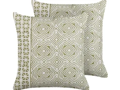 Beliani Koristetyyny Puuvilla Vihrea/Valkoinen 45 X 45 Cm 2 Kpl Larics Online