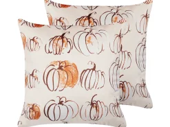 Beliani Koristetyyny Sametti Beige 45 X 45 Cm 2 Kpl Cucurbita Best