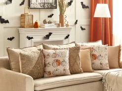 Beliani Koristetyyny Sametti Beige 45 X 45 Cm 2 Kpl Cucurbita Best