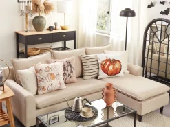 Beliani Koristetyyny Sametti Beige 45 X 45 Cm 2 Kpl Cucurbita Best