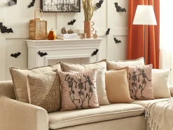 Beliani Koristetyyny Sametti Beige 45 X 45 Cm 2 Kpl Mortesti Shop