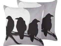 Beliani Koristetyyny Sametti Harmaa 45 X 45 Cm 2 Kpl Oradea Cheap