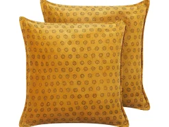Beliani Koristetyyny Sametti Keltainen 45 X 45 Cm 2 Kpl Rapis Cheap