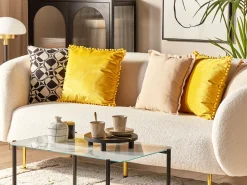 Beliani Koristetyyny Sametti Keltainen 45 X 45 Cm 2 Kpl Aerangis Shop