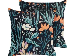 Beliani Koristetyyny Sametti Musta/Vihrea 45 X 45 Cm 2 Kpl Osmunda Store