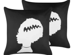 Beliani Koristetyyny Sametti Mustavalkoinen 45 X 45 Cm 2 Kpl Mandevilla Sale