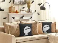 Beliani Koristetyyny Sametti Mustavalkoinen 45 X 45 Cm 2 Kpl Mandevilla Sale