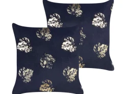 Beliani Koristetyyny Sametti Musta 45 X 45 Cm 2 Kpl Goldenrod New