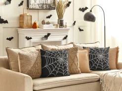 Beliani Koristetyyny Sametti Mustavalkoinen 45 X 45 Cm 2 Kpl Lycoris New