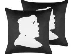 Beliani Koristetyyny Sametti Mustavalkoinen 45 X 45 Cm 2 Kpl Franklinia Sale