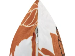 Beliani Koristetyyny Sametti Oranssi 45 X 45 Cm 2 Kpl Poinsettia Store