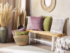 Beliani Koristetyyny Sametti Roosa 45 X 45 Cm 2 Kpl Kalmia Fashion