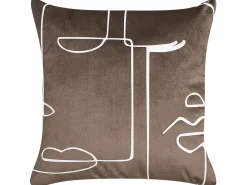 Beliani Koristetyyny Sametti Ruskea Kasvokuvio 45 X 45 Cm 2 Kpl Philodendron Sale