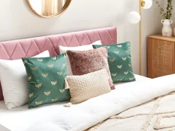 Beliani Koristetyyny Sametti Smaragdinvihrea 45 X 45 Cm 2 Kpl Yuzuri New