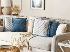 Beliani Koristetyyny Sametti Tummansininen 45 X 45 Cm Seseli Store