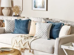 Beliani Koristetyyny Sametti Tummansininen 45 X 45 Cm Setaria Best