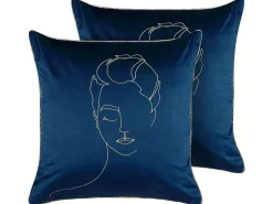 Beliani Koristetyyny Sametti Tummansininen 45 X 45 Cm 2 Kpl Crocus Best Sale