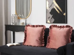 Beliani Koristetyyny Sametti Vaaleanpunainen 42 X 42 Cm 2 Kpl Kalanchoe Cheap