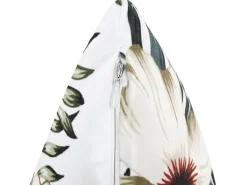 Beliani Koristetyyny Sametti Valkoinen/Vihrea 45 X 45 Cm Okra Cheap