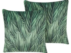 Beliani Koristetyyny Sametti Vihrea 45 X 45 Cm 2 Kpl Diascia Best Sale