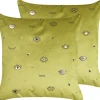 Beliani Koristetyyny Sametti Vihrea Silmakuvio 45 X 45 Cm 2 Kpl Aeonium Shop