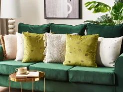 Beliani Koristetyyny Sametti Vihrea Silmakuvio 45 X 45 Cm 2 Kpl Aeonium Shop