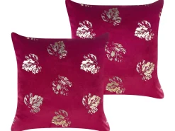 Beliani Koristetyyny Sametti Viininpunainen 45 X 45 Cm 2 Kpl Goldenrod Shop