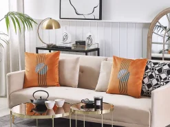 Beliani Koristetyyny Samettinen 2Kpl 45 X 45 Cm Oranssi Ceropegia Best Sale