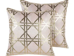 Beliani Koristetyyny Vaaleanpunainen/Kulta 45 X 45 Cm 2 Kpl Cassia Hot