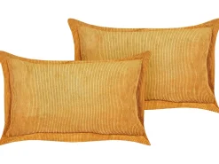 Beliani Koristetyyny Vakosametti Sinapinkeltainen 47 X 27 Cm 2 Kpl Zinnia Online