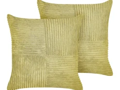 Beliani Koristetyyny Vakosametti Oliivinvihrea 43 X 43 Cm 2 Kpl Millet Fashion